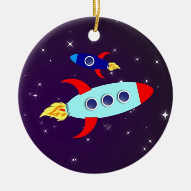 Outta This World! Boy Ceramic Tree Decoration (Front)