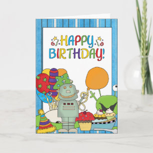Outta This World Robot Birthday Invites