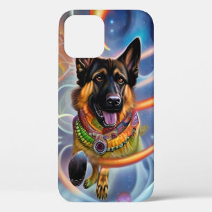 Outta This World Trippy German Shepherd  iPhone 12 Case