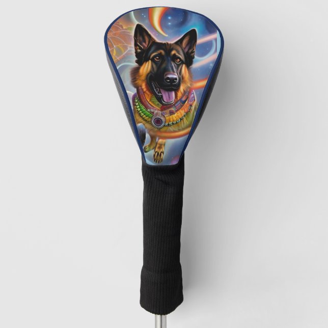 Outta This World Trippy German Shepherd  Golf Head Cover (Front)