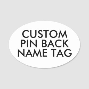OVAL 3"x2" Pin Back Custom Name Tag Blank Template