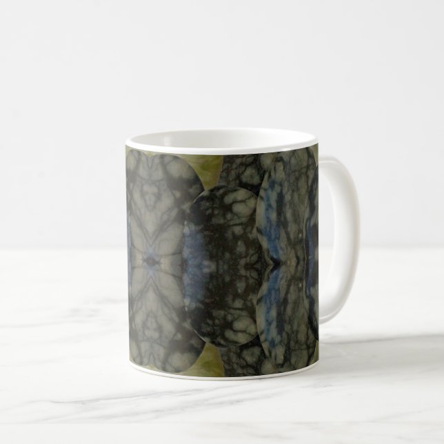 Oval Banded Agate Gemstone Four Part Pattern  Coffee Mug (Front Right)