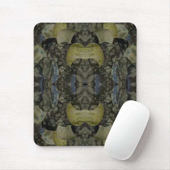 Oval Banded Agate Gemstone Four Part Pattern  Mouse Mat (With Mouse)
