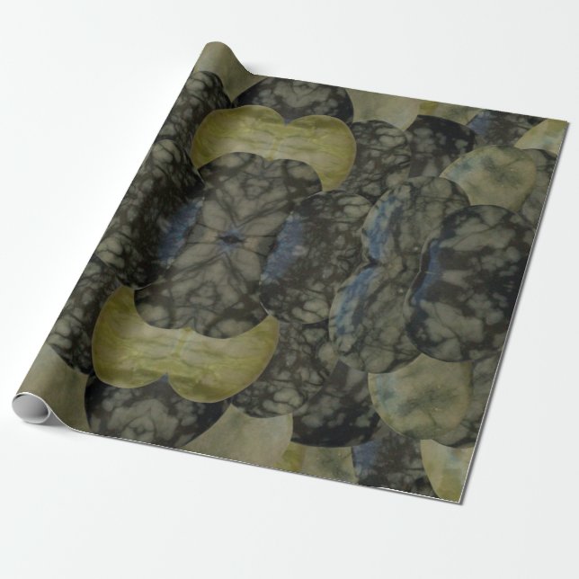 Oval Banded Agate Gemstone Four Part Pattern  Wrapping Paper (Unrolled)