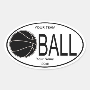 Oval Basketball Black and White Sticker