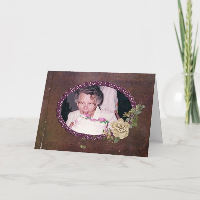Oval Birthday Photo Frame Card (Front)