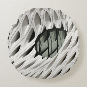 Oval black tint glass panel on white surface round cushion