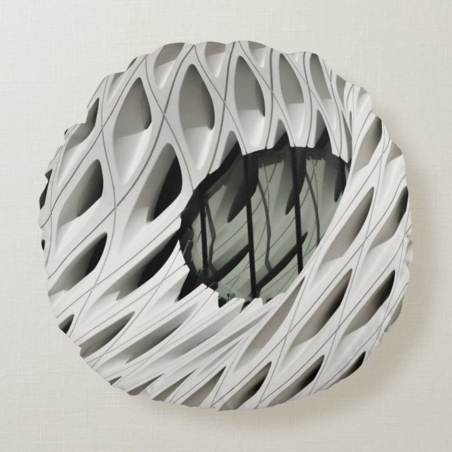 Oval black tint glass panel on white surface round cushion (Front)