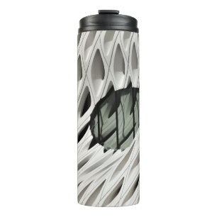 Oval black tint glass panel on white surface thermal tumbler