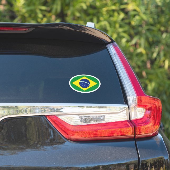 Oval Brazil flag vinyl car sticker (Car Side)