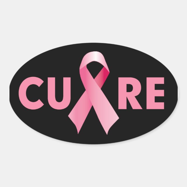 Oval Breast Cancer Cure Stickers (Front)