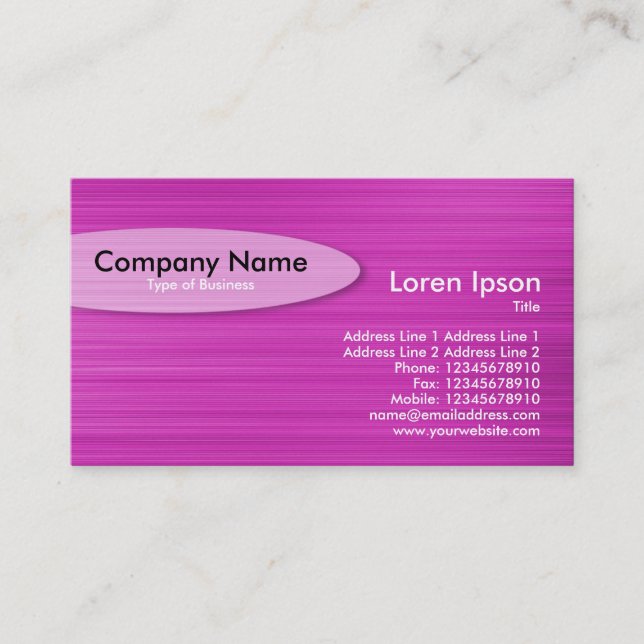 Oval - Brushed Magenta Business Card (Front)