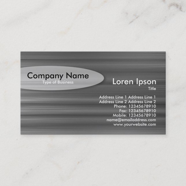 Oval - Brushed Metal Business Card (Front)