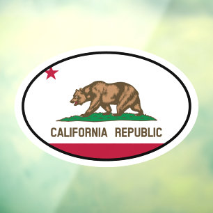 Oval California Republic state flag window cling