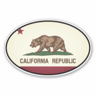 Oval California Republic vinyl sticker for car