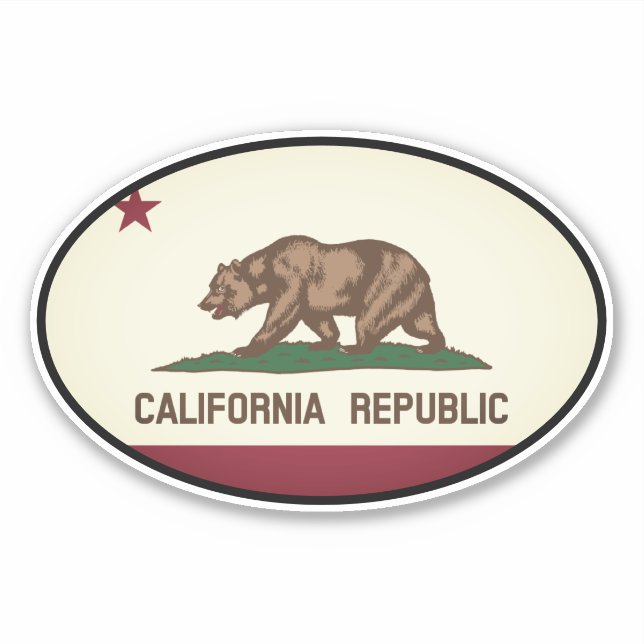Oval California Republic vinyl sticker for car (Front)