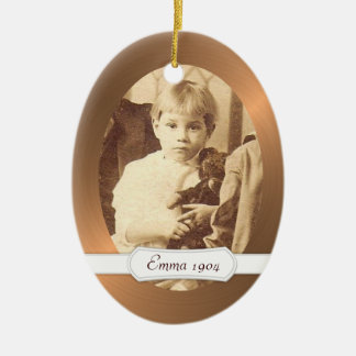 Oval Ceramic Ornament Copper Border w/ Your Photo