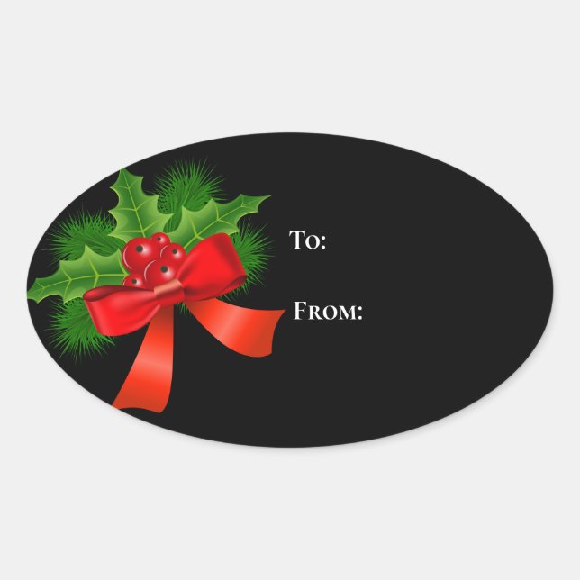 Oval Christmas Gift Tag Stickers (Front)