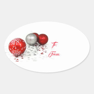 Oval Christmas Ornaments Gift Tag Stickers