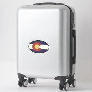 Oval Colorado state flag sticker for suitcase