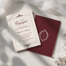 Oval Crest Old Money Burgundy We're Engaged Party