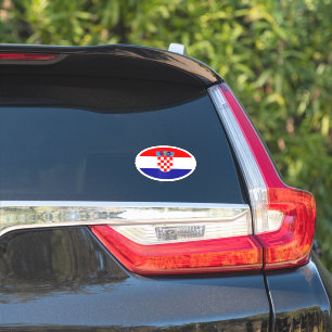 Oval Croatian flag vinyl car sticker