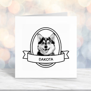 Oval Custom Pet Dog Photo and Name Ribbon Self-inking Stamp