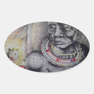 Oval Customised Kenyan Maasai Safari Sticker