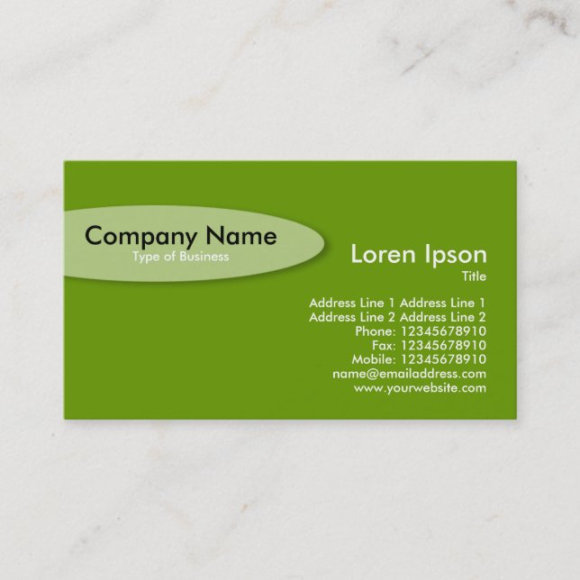 Oval - Dark lime Green Business Card (Front)