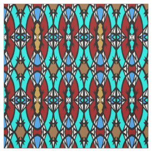 Oval & Diamond on White/Black/Red/Blue/Gold/Brown Fabric