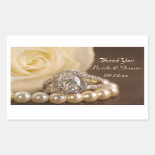 Oval Diamond Ring Rose Wedding Thank You Favour Ta Rectangular Sticker