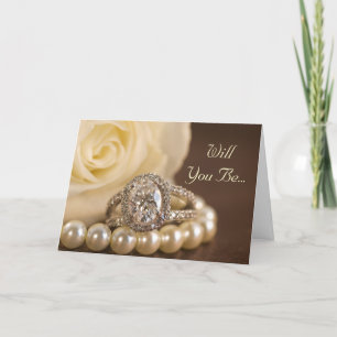Oval Diamond Ring Rose Will You Be My Bridesmaid Invitation
