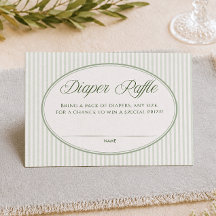 Oval Diaper Raffle Green Enclosure Card