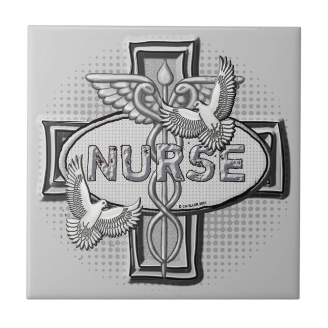 Oval doves nurse  tile (Front)
