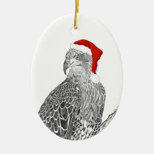 Oval Eagle Santa Ornament Sub-Adult E9 Comes HOME