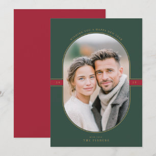 Oval Frame New Year Photo Holiday Card