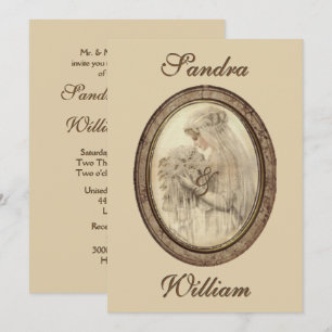 Oval Framed Bride Wedding Invitation