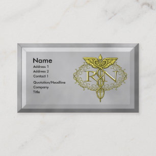 Oval Gold Caduceus RN Nurse  Business Card