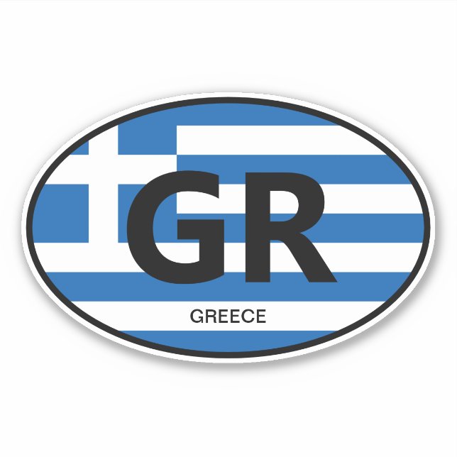 Oval Greek flag vinyl sticker for car and more (Front)