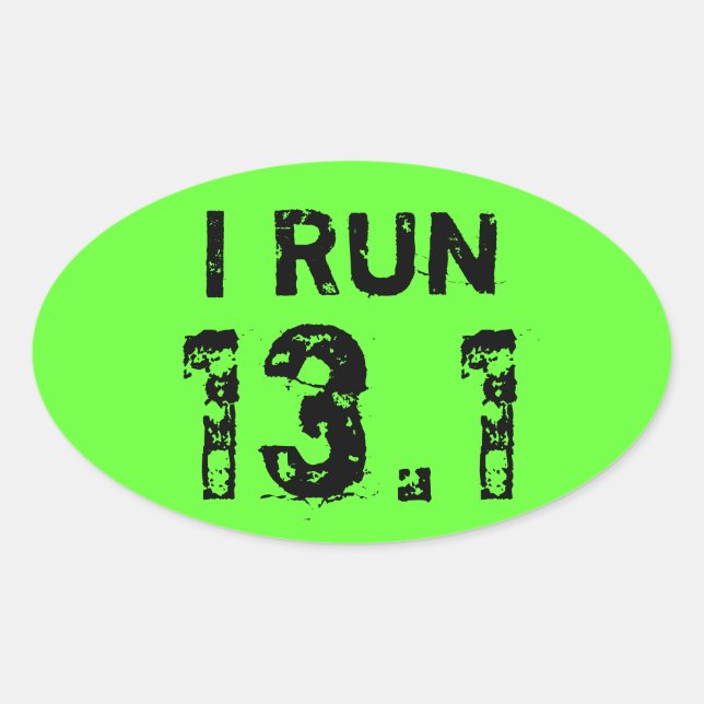 Oval Green I Run 13.1 Sticker (Front)