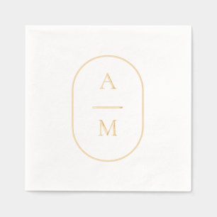 Oval Initial Wedding Foil Stamped Napkins