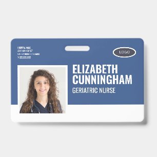 Oval Logo Nurse Photo Name Barcode Horizontal ID Badge