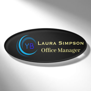 Oval Magnetic Back Name Tag Custom Logo