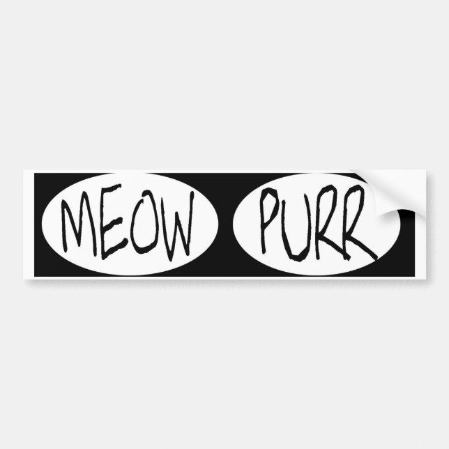 oval MEOW PURRBUMPER STICKERS meow purr ... cat lo (Front)