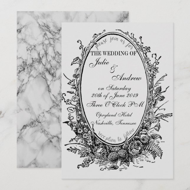 Oval Mirror Wedding Invitation (Front/Back)