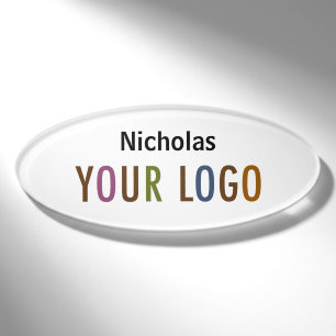 Oval Name Badge Magnet Custom Logo Employee Staff