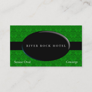 Oval Obsidian on Green Damask Business Card