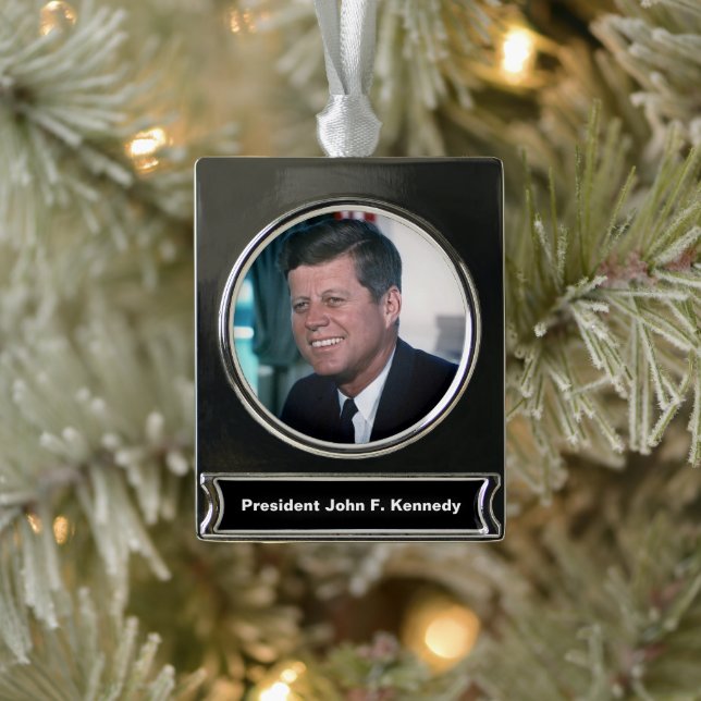 Oval Office of President John F. Kennedy Silver Plated Banner Ornament (Tree)