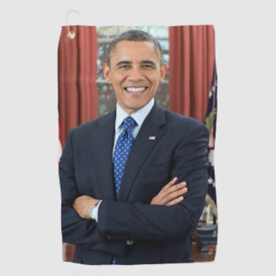 Oval Office Portrait, Obama Barack US President Golf Towel