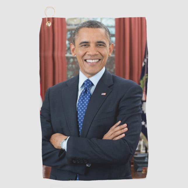 Oval Office Portrait, Obama Barack US President Golf Towel (Front)